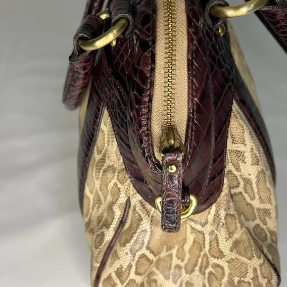 Rare Brahmin Louise Rose Satchel and Wallet Set Snake Croc Embossed Leather - Picture 9 of 15
